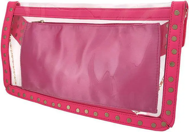 Alt view image 2 of 3 - Studded Transparent Envelope Clutch Purse with Cosmetic Bag