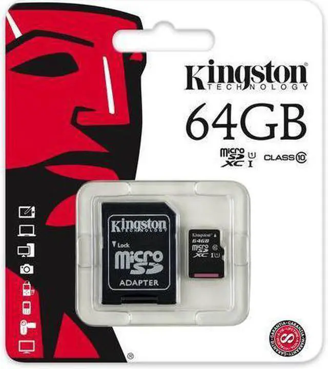 Alt view image 4 of 4 - Kingston 64GB MicroSDXC UHS-I/U1 Class 10 Memory Flash Card with Adapter (SDC10G2/64GB)+ Retail Packing HK082