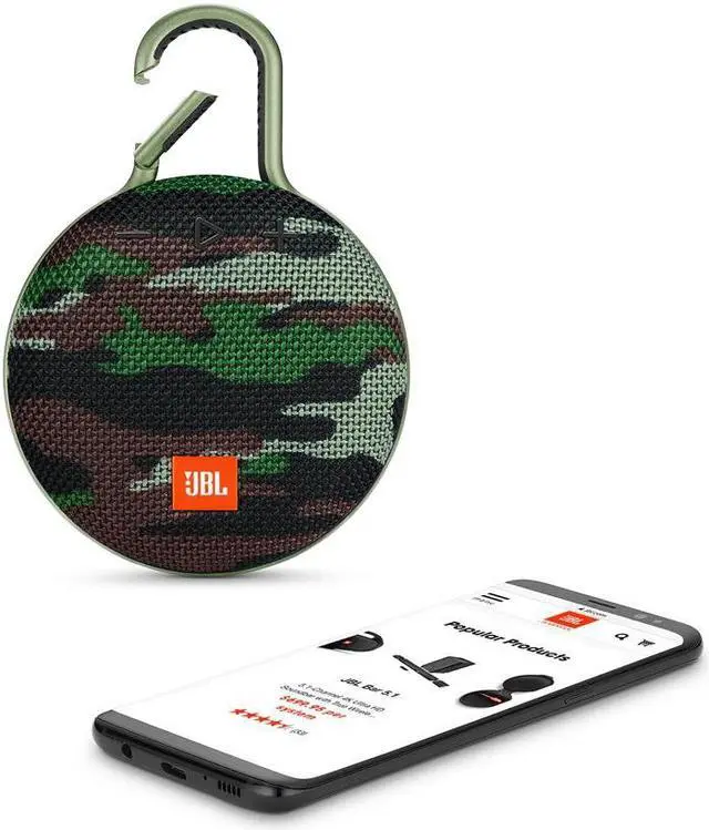 Alt view image 6 of 15 - JBL Clip 3 Portable Bluetooth Waterproof Speaker (Camouflage)