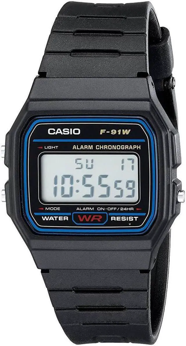 Alt view image 8 of 11 - Men's Casio Classic Black Digital Watch F91W-1 F91W-1D