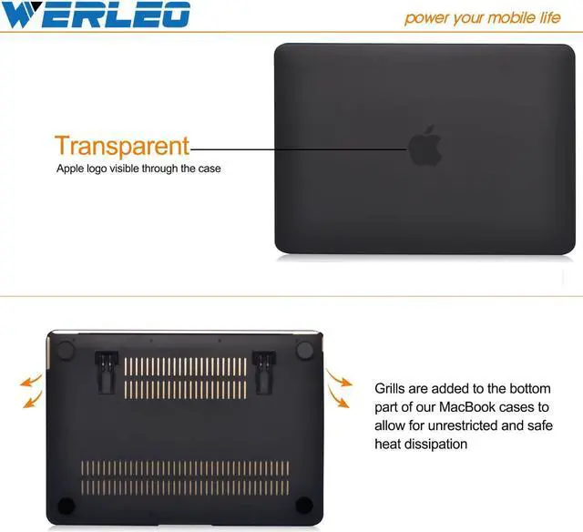 Alt view image 6 of 7 - Macbook 12 inch Case,Werleo Black Soft-Skin Rubberized Hard Case with Foldable Kickstand & Keyboard Cover for Macbook 12" with Retina Display A1534 Protective Cover Shell (2016/2015 NEWEST VERSION)