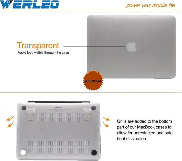 Alt view image 6 of 7 - MacBook Pro 13 Retina Case,Werleo Macbook Retina 13" Clear Soft-Skin Rubberized Hard Case with Foldable Stand & Keyboard Cover for Macbook Pro 13.3" Retina Display A1502/A1425 Shell Cover NO CD-ROM