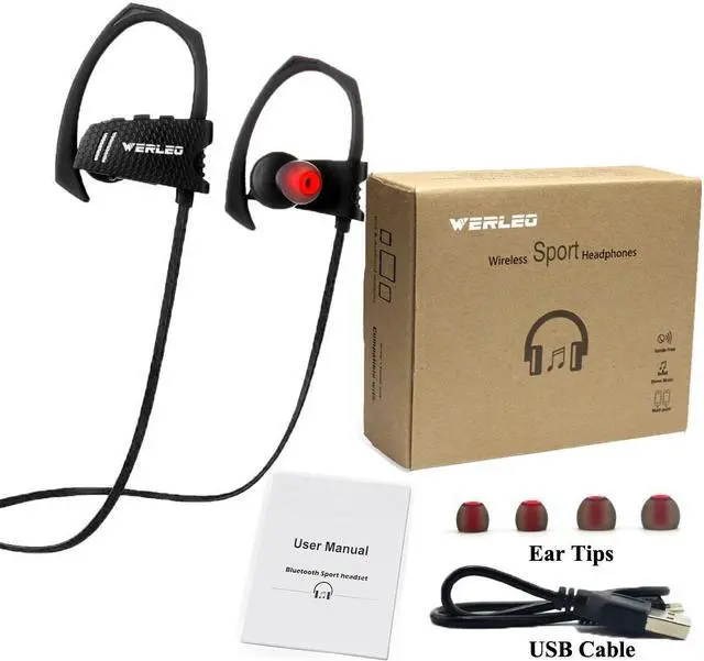 Alt view image 7 of 7 - Bluetooth Headphones,Werleo Wireless V4.1 Bluetooth In-Ear Headset Super Bass Noise Cancelling Stereo Sports Earphones Sweatproof Earbud with Mic Hands Free Call for iPhone 7 Samsung S6 S7 iPad LG HTC