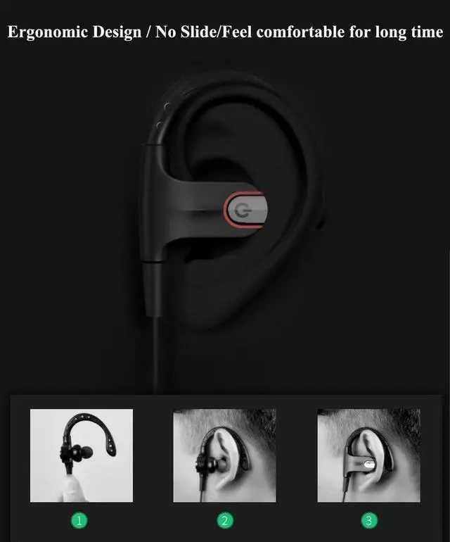 Alt view image 2 of 7 - Bluetooth Headphones,Werleo Wireless V4.1 Bluetooth In-Ear Headset Super Bass Noise Cancelling Stereo Sports Earphones In-ear Earbuds with Mic Hands-Free Calls for iPhone 7 Samsung S6 S7 LG iPad Black