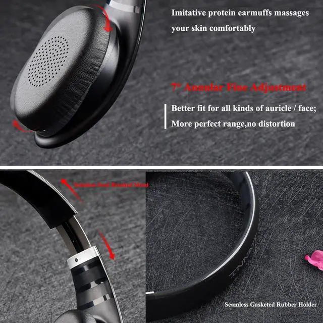 Alt view image 3 of 7 - Over Ear Headphones,Wireless HIFI Stereo Bluetooth 4.1 Headphone Running Sports Gaming Earphones Portable Noise Isolation Bass Headsets with Microphone TF Card Slot FM Radio for iPhone iPad Android PC