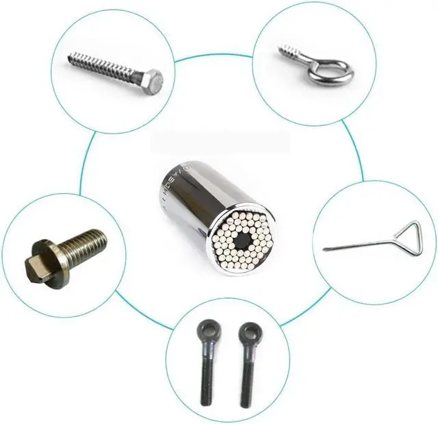 Alt view image 2 of 7 - 7mm to 19mm Ratchet Universal Sockets Socket Magic Grip Socket Metric Wrench Power Drill Adapter Set - Professional Repair Tools Wrench Bushing Set