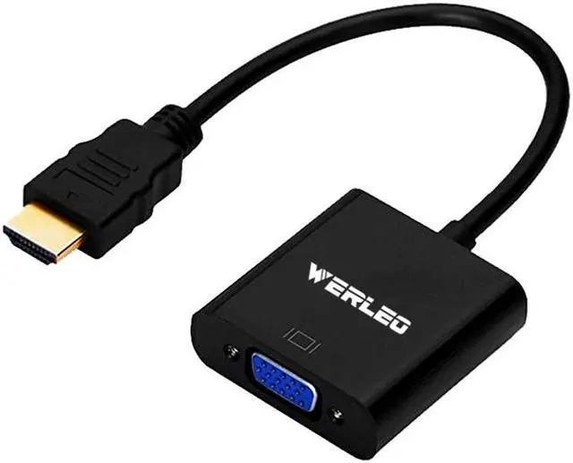 Main image of HDMI to VGA Converter Werleo Active 1080P HDMI Male to VGA Female Video Converter Adapter Cable For PC Laptop Desktop Computer HDTV Monitors Projectors DVD and other HDMI imput Black (1 Year Warranty)