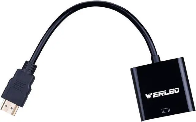 Alt view image 3 of 5 - HDMI to VGA Converter Werleo Active 1080P HDMI Male to VGA Female Video Converter Adapter Cable For PC Laptop Desktop Computer HDTV Monitors Projectors DVD and other HDMI imput Black (1 Year Warranty)