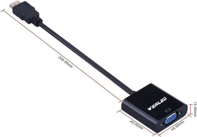 Alt view image 2 of 5 - HDMI to VGA Converter Werleo Active 1080P HDMI Male to VGA Female Video Converter Adapter Cable For PC Laptop Desktop Computer HDTV Monitors Projectors DVD and other HDMI imput Black (1 Year Warranty)