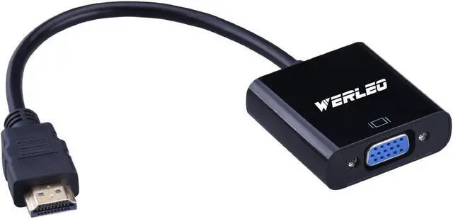 Alt view image 5 of 5 - HDMI to VGA Converter Werleo Active 1080P HDMI Male to VGA Female Video Converter Adapter Cable For PC Laptop Desktop Computer HDTV Monitors Projectors DVD and other HDMI imput Black (1 Year Warranty)
