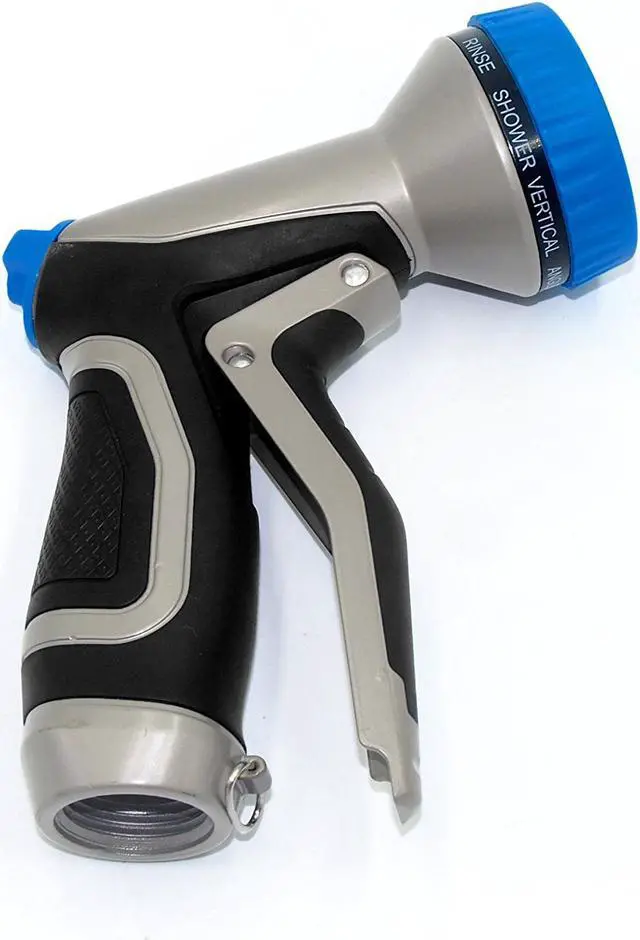 Alt view image 4 of 7 - Garden Hose Nozzle Heavy Duty Metal Aluminum Water Spray Nozzle High Pressure Hand Sprayer with 4 Washers Pistol Grip 9 Adjustable Patterns For Car Washing Plants Watering Pets Cleaning Lawn