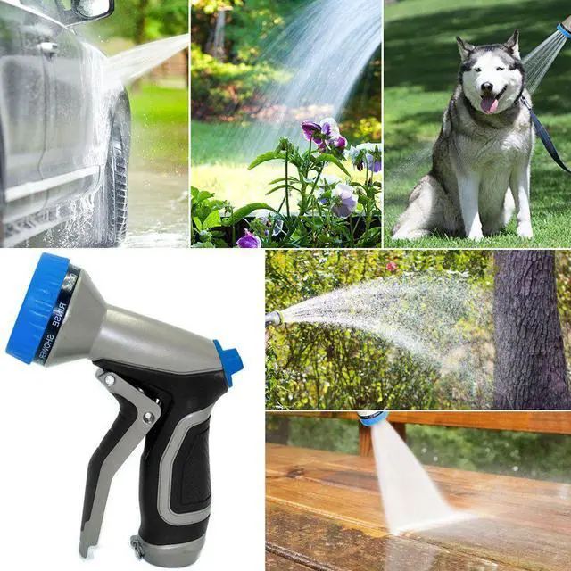 Alt view image 3 of 7 - Garden Hose Nozzle Heavy Duty Metal Aluminum Water Spray Nozzle High Pressure Hand Sprayer with 4 Washers Pistol Grip 9 Adjustable Patterns For Car Washing Plants Watering Pets Cleaning Lawn