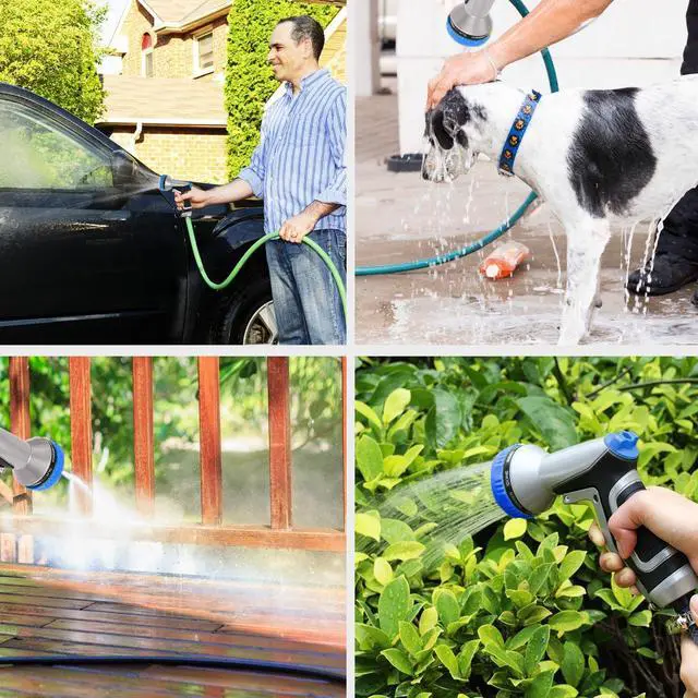 Alt view image 7 of 7 - Garden Hose Nozzle Heavy Duty Metal Aluminum Water Spray Nozzle High Pressure Hand Sprayer with 4 Washers Pistol Grip 9 Adjustable Patterns For Car Washing Plants Watering Pets Cleaning Lawn