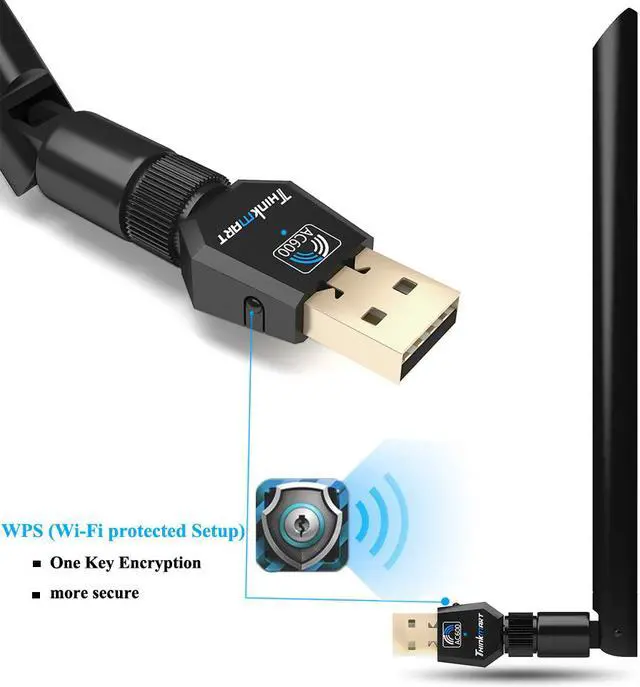 Alt view image 4 of 7 - Werleo 600Mbps mini 802.11ac Dual Band 2.4G 5G Wireless USB WiFi Adapter Dongle Network Adapter with 5dBi High Gain Antenna For Windows XP Win Vista Win 7 8.1 Win 10 Mac OS 10.6-10.12 Desktop Laptop