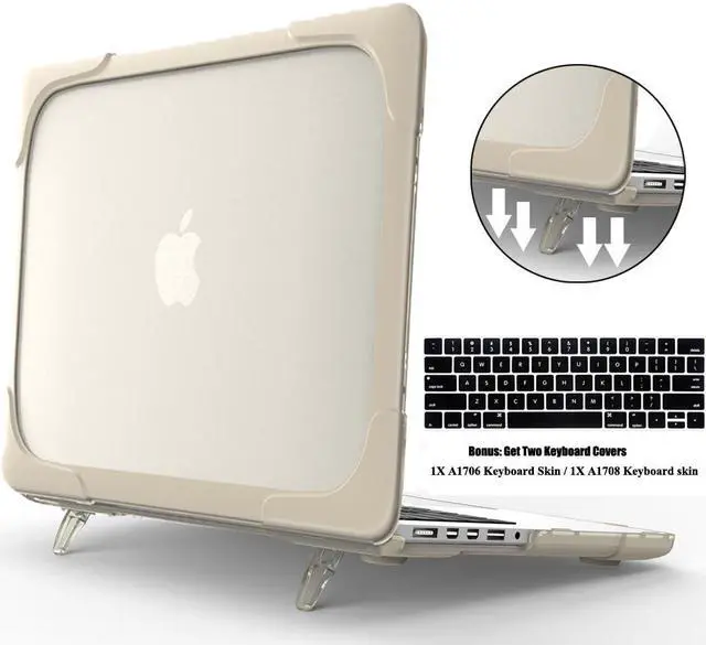 Main image of MacBook Pro 13 Inch Case 2017 & 2016 Release A1706 A1708 Shell , Werleo Rubberized Hard Case Cover with Kickstand Keyboard Skin For Apple Macbook Pro 13" with / without Touch Bar and Touch ID - Khaki