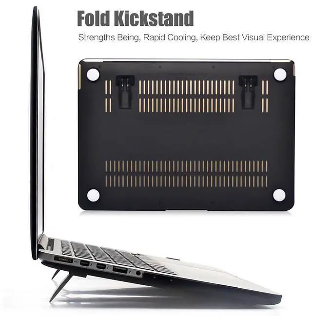Alt view image 6 of 7 - Macbook Air 13 Inch Case, Werleo 2 in 1 Clear Ultra Slim Soft-Touch Plastic Rubberized Hard Case Cover for Apple Macbook Air 13" A1369 A1466 Shell Cover with Foldable Stand and Keyboard Cover Skin