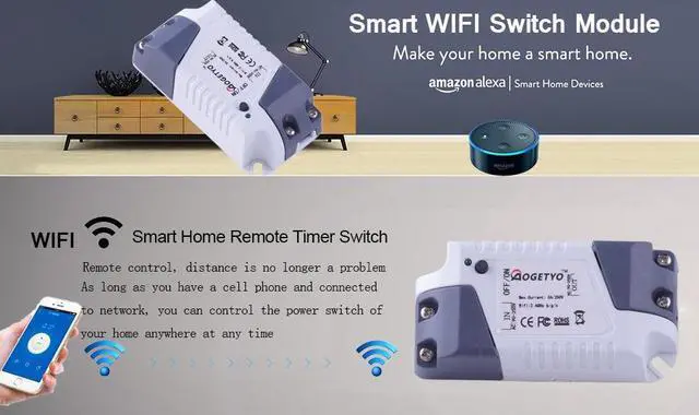 Alt view image 7 of 7 - Mini Wireless Smart WIFI Switch Universal Module Timer Outlet Socket Works with Amazon Alexa Echo Google Home DIY Inteligent Home Automation 2 Packs