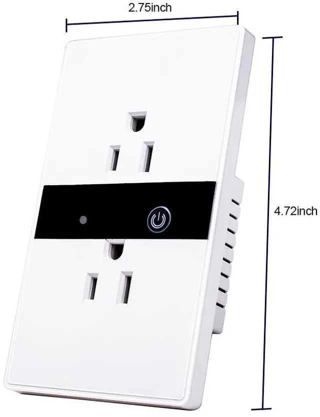 Alt view image 2 of 7 - Smart WIFI Wall Outlet Plug Duplex Receptacle Switch Wireless In-Wall Plate Socket Works with Amazon Alexa Echo Google Home Remote Control Lighting Appliance