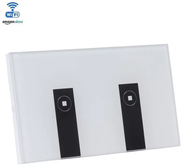 Main image of Werleo WIFI Smart Wall Light Home Switch 2 Gang Wireless in Wall Glass Touch Panel Plate Works with Alexa Echo Google Home Remote Control Lights by Android/IOS APP