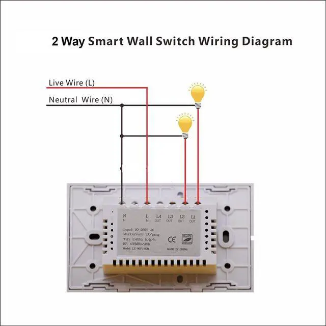 Alt view image 4 of 7 - Werleo WIFI Smart Wall Light Home Switch 2 Gang Wireless in Wall Glass Touch Panel Plate Works with Alexa Echo Google Home Remote Control Lights by Android/IOS APP