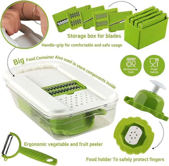 Alt view image 3 of 7 - Vegetable Mandoline Slicer Cheese Grater Cutter for Potato Onion Tomato 5 Blades