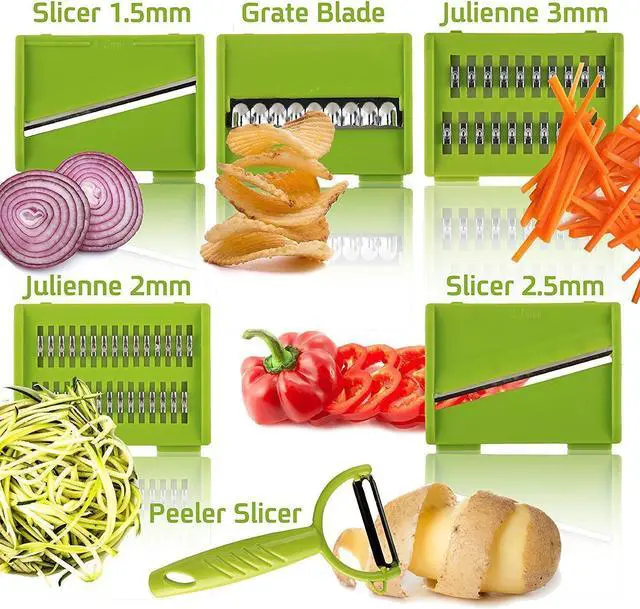 Alt view image 2 of 7 - Vegetable Mandoline Slicer Cheese Grater Cutter for Potato Onion Tomato 5 Blades
