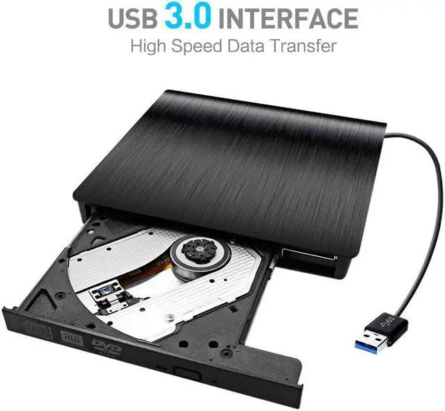 Alt view image 2 of 7 - External CD Drive USB 3.0 Portable Slim External DVD Drive, Werleo External DVD CD Drive & CD DVD +/-RW Writer/Rewriter/Player High Speed Data Transfer for Macbook Pro Laptop/Desktops Win 8 (Black)