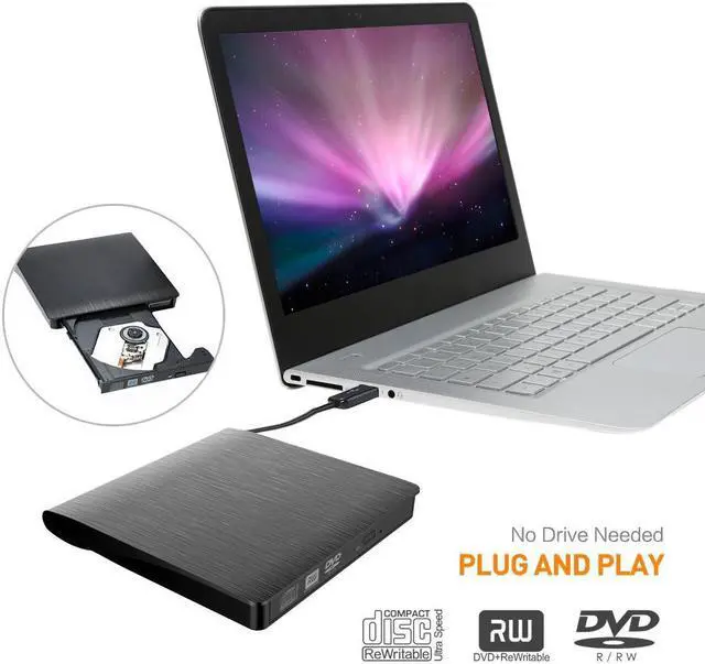 Alt view image 4 of 7 - External CD Drive USB 3.0 Portable Slim External DVD Drive, Werleo External DVD CD Drive & CD DVD +/-RW Writer/Rewriter/Player High Speed Data Transfer for Macbook Pro Laptop/Desktops Win 8 (Black)