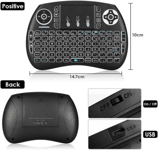 Alt view image 2 of 7 - Werleo 2.4GHZ LED Backlit Mini wireless keyboard with Mouse Touchpad and Remote control for PS4,PC, Xbox 360, Android TV Box, smart TV