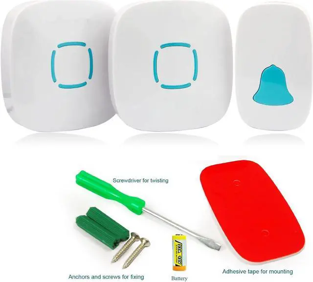 Alt view image 5 of 7 - Wireless Doorbell, Werleo Waterproof Chime Kit Operating at 1000ft with 1 Remote Push Button Transmitter (Battery included) 2 Plug-in AC Receivers, 36 Melodies, 4 Level Volume and LED Flash (White)