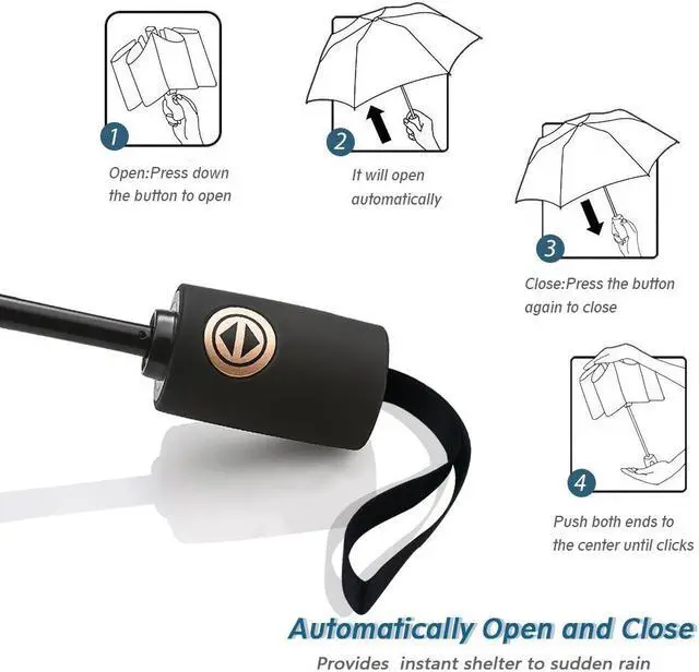 Alt view image 5 of 6 - Werleo Newest 10 Ribs Travel Umbrella Golf Umbrella ,Best Compact Auto Open Close - 210T Finest Reinforced Windproof Umbrella,Foldable & Portable - Ultra Comfort Handle -  Blue