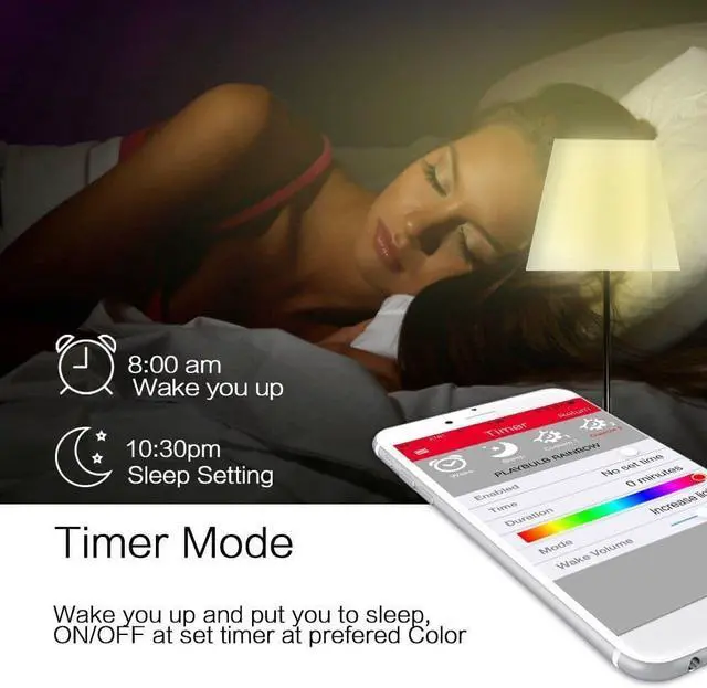 Alt view image 4 of 7 - Werleo Bluetooth Smart Light Bulb - 60w Equivalent Wake Up Lights - Multicolored Color Changing Disco Light - Dimmable Sunrise Sunset Sleeping Light Bulb