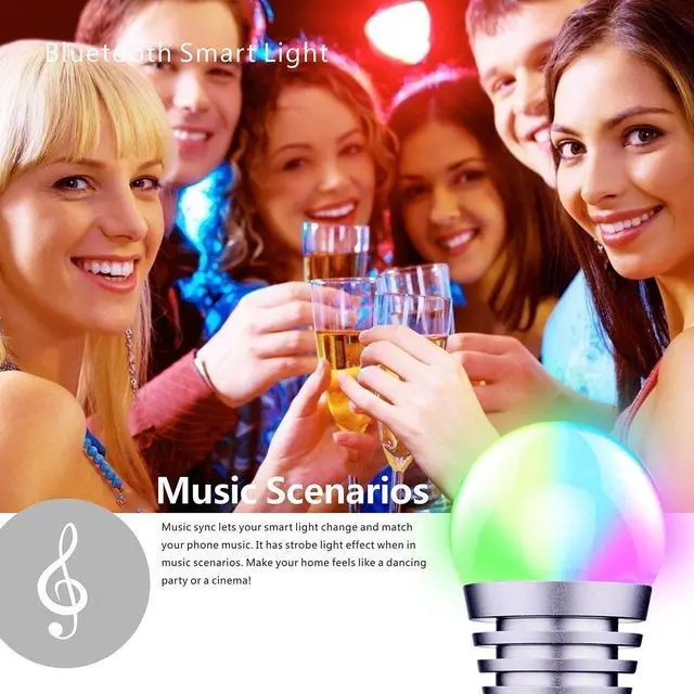 Alt view image 7 of 7 - Werleo Bluetooth Smart Light Bulb - 60w Equivalent Wake Up Lights - Multicolored Color Changing Disco Light - Dimmable Sunrise Sunset Sleeping Light Bulb
