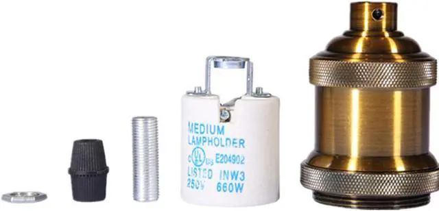 Alt view image 3 of 7 - Werleo 8 Pack Solid Bronze Lamp Socket E26 / E27 Vintage Industrial Edison Pendant Ceramics Medium Light Socket Holder For Lamp Brass Finished