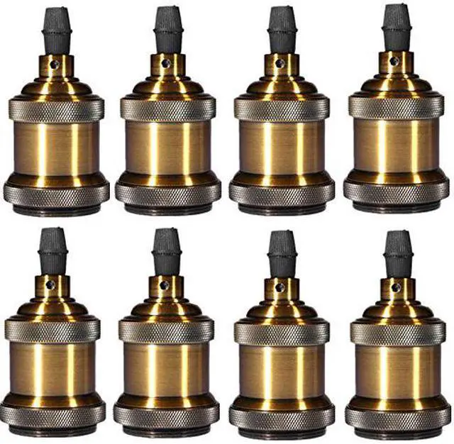 Main image of Werleo 8 Pack Solid Bronze Lamp Socket E26 / E27 Vintage Industrial Edison Pendant Ceramics Medium Light Socket Holder For Lamp Brass Finished