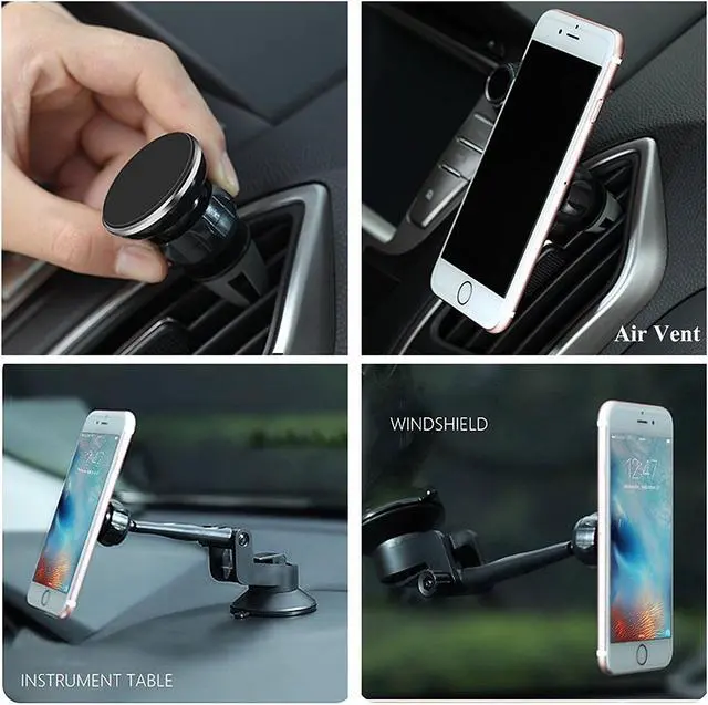 Alt view image 4 of 7 - Magnetic Car Mount,Werleo Dashboard Windshield Mount 360 Rotation Car Cell Phone Holder Air Car Vent Holder Cradle W/ Suction Cup For iPhone 7 Plus 6S 5s 6 Samsung Galaxy S7 Edge S6 S5 S4 LG HTC Sony