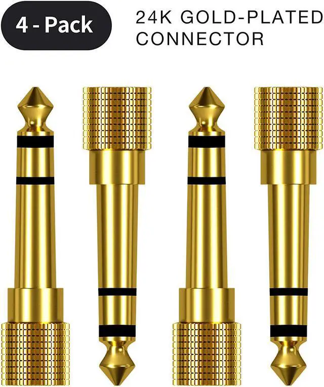 Main image of Gold Plated 6.35mm (1/4 inch) Male to 3.5mm (1/8 inch) Female 4-Pack,Stereo Jack Adapter, SMALLElectric Male to Female