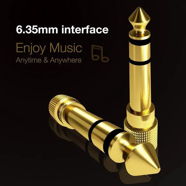 Alt view image 4 of 6 - Gold Plated 6.35mm (1/4 inch) Male to 3.5mm (1/8 inch) Female 4-Pack,Stereo Jack Adapter, SMALLElectric Male to Female