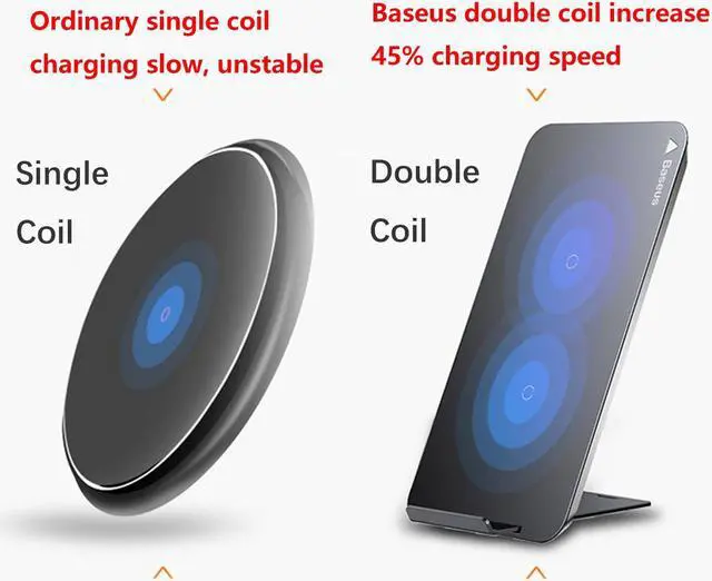 Alt view image 3 of 7 - Fast Qi Wireless Charger Pad Stand for Samsung Galaxy Note 8 S8 S8 Plus S7 Edge S7 S6 Edge Plus Note 5 and Standard Charge for Apple iPhone X iPhone 8 iPhone 8 Plus