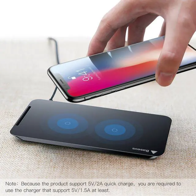 Alt view image 6 of 7 - Fast Qi Wireless Charger Pad Stand for Samsung Galaxy Note 8 S8 S8 Plus S7 Edge S7 S6 Edge Plus Note 5 and Standard Charge for Apple iPhone X iPhone 8 iPhone 8 Plus