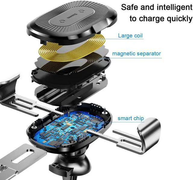 Alt view image 2 of 7 - Qi Fast Wireless Car Charger Air Vent Phone Holder Car Mount for Samsung Galaxy S8, S7/S7 Edge, Note 8 5 and Standard Charge for iPhone X, 8/8 Plus & Qi Enabled Devices (Black)