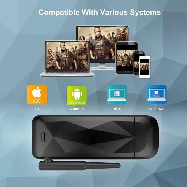 Alt view image 5 of 7 - Werleo 2.4+5G WiFi Display Dongle Wireless 1080P Mini Receiver Sharing HD Video from Projectors Cell Phones Tablet PC Support Airplay DLNA Miracast HDMI TV/Projector Stick/chromecast(VTP-E3) (Black)