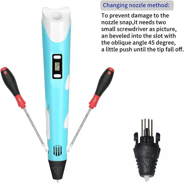 Alt view image 2 of 5 - 3D Pen, 3D Doodler Drawing Printing Printer Pen for Arts Crafts DIY Perfect Gift for Kids and Adults, Compatible with PLA ABS Filament,Safe and bright LED Display - Blue