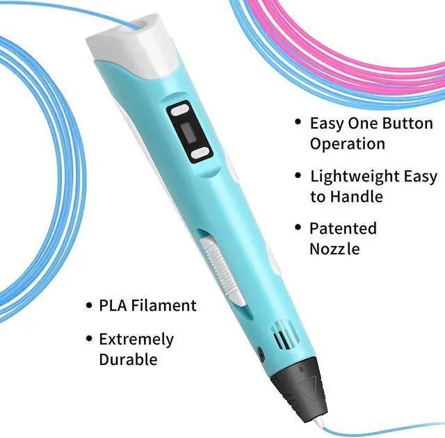 Alt view image 3 of 5 - 3D Pen, 3D Doodler Drawing Printing Printer Pen for Arts Crafts DIY Perfect Gift for Kids and Adults, Compatible with PLA ABS Filament,Safe and bright LED Display - Blue