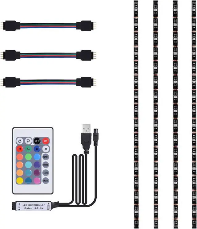 Alt view image 2 of 7 - TV Backlight Light Kit, 6.56FT/2M 5V USB LED Lights Strips 5050 RGB Bias Lighting with Remote for HDTV Desktop PC Monitor Home Theater Kitchen Cabinets, Multi Color (40-60in)