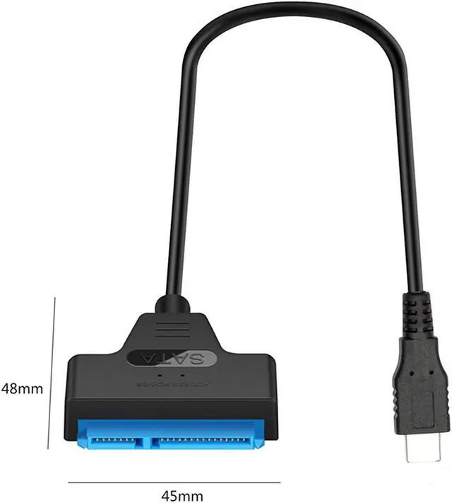 Alt view image 4 of 5 - Super Speed USB Type C USB-C to SATA 22 Pin 15+7 Pin 2.5" Hard Disk Driver SSD Adapter Data Power Cable with Blue LED Indicators, Play and Plug (SATA-USB 3.1 converter cable)