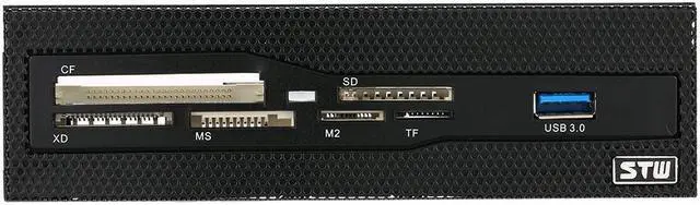 Alt view image 2 of 7 - Internal Card Reader Media Multi-Function Dashboard PC Front Panel STW 5.25" USB 3.0 Support CF XD MS M2 TF