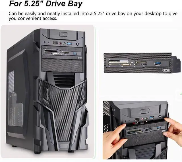 Alt view image 6 of 7 - Internal Card Reader Media Multi-Function Dashboard PC Front Panel STW 5.25" USB 3.0 Support CF XD MS M2 TF
