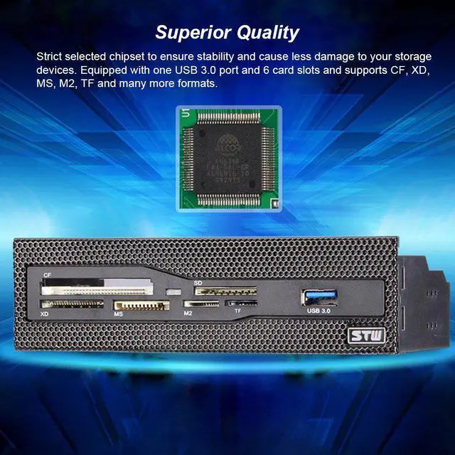 Alt view image 7 of 7 - Internal Card Reader Media Multi-Function Dashboard PC Front Panel STW 5.25" USB 3.0 Support CF XD MS M2 TF