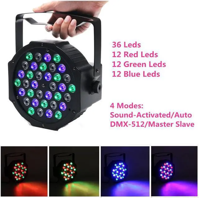 Alt view image 4 of 7 - Disco Party Lights - LED Par Lights 36W DMX-512 RGB 36 LEDs Stage Lights DJ Light Sound Activated Projector Light Stage Lighting with IR Remote for Wedding Show Club Bar AC 110V-220V (1Pcs)